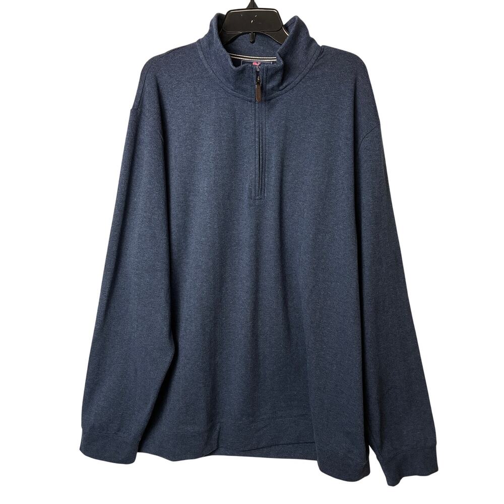 Vineyard Vines Herringbone 1/4 Zip Pullover Mens 2XL Blue Midweight Preppy